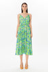 Floral Patterned V-Neck Midi Dress With Pockets